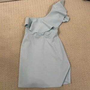 ASOS light blue one shoulder mini dress